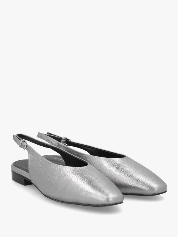 Chiltern Grove Sliver Leather Flat Sling Backs