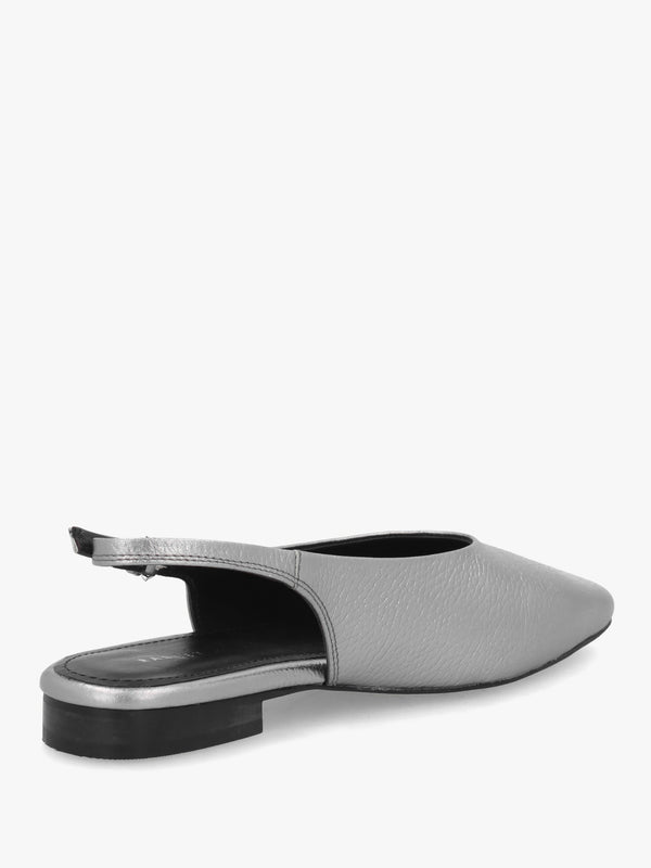 Chiltern Grove Sliver Leather Flat Sling Backs