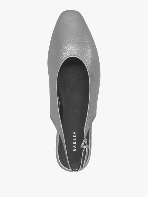 Chiltern Grove Sliver Leather Flat Sling Backs