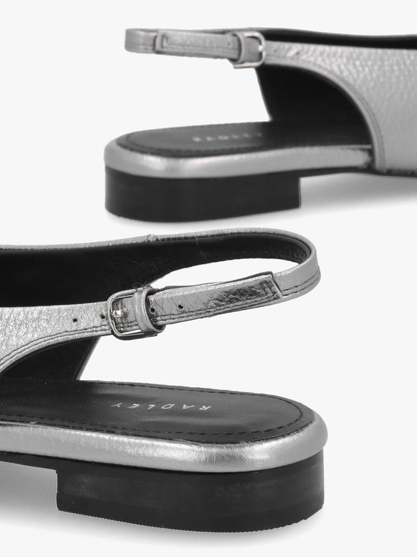 Chiltern Grove Sliver Leather Flat Sling Backs
