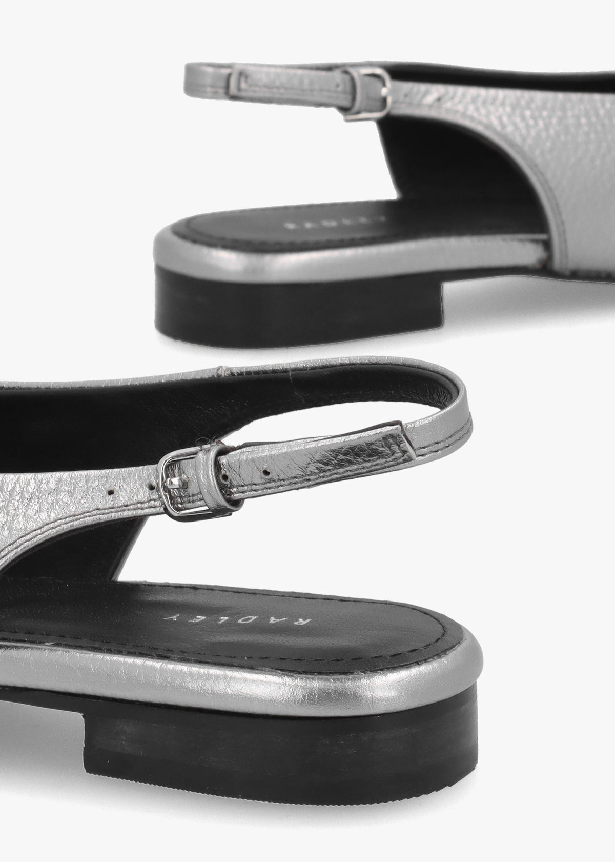 Chiltern Grove Sliver Leather Flat Sling Backs