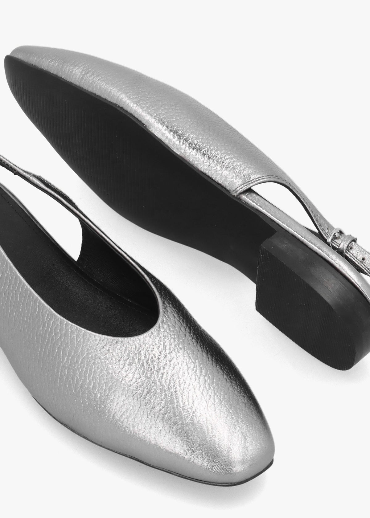 Chiltern Grove Sliver Leather Flat Sling Backs