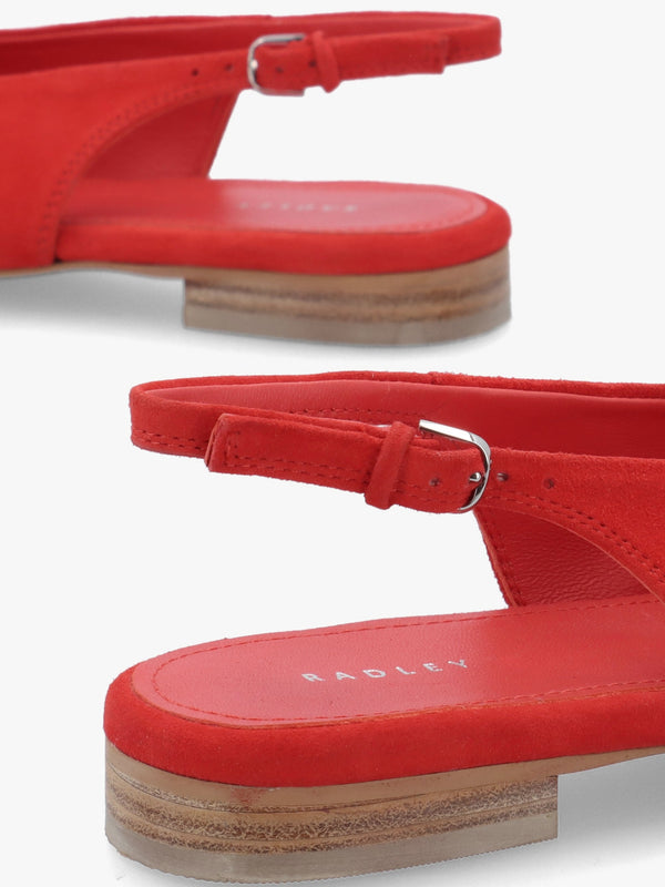 Chiltern Grove Flame Suede Flat Sling Backs