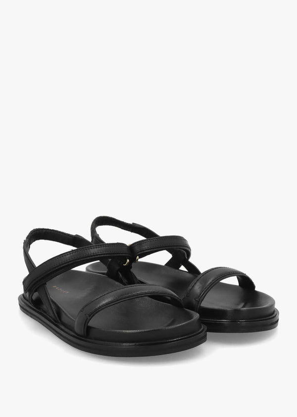 Broadway Market Black Leather Sandals