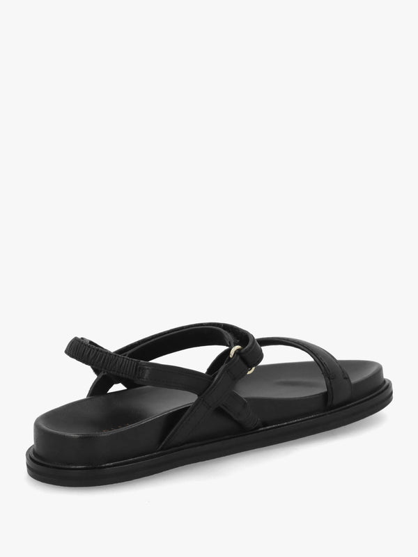 Broadway Market Black Leather Sandals
