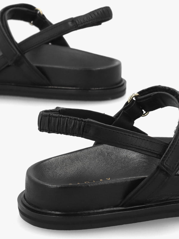 Broadway Market Black Leather Sandals