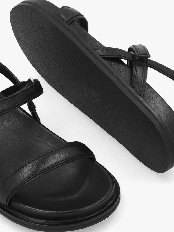 Broadway Market Black Leather Sandals