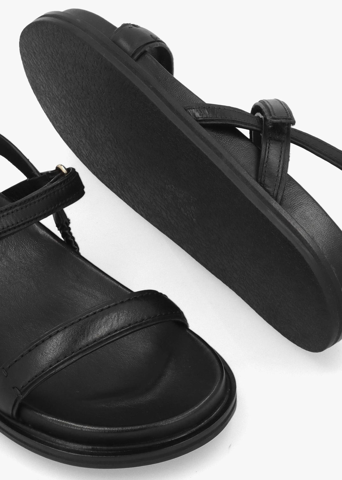 Broadway Market Black Leather Sandals