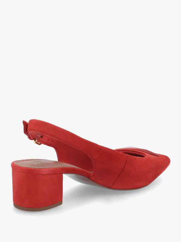 Bliss Crescent Flame Suede Block Heeled Sling Backs