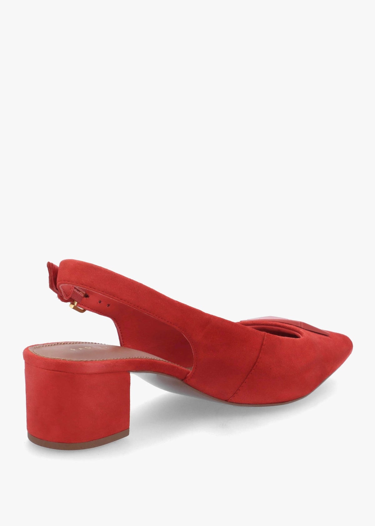 Bliss Crescent Flame Suede Block Heeled Sling Backs
