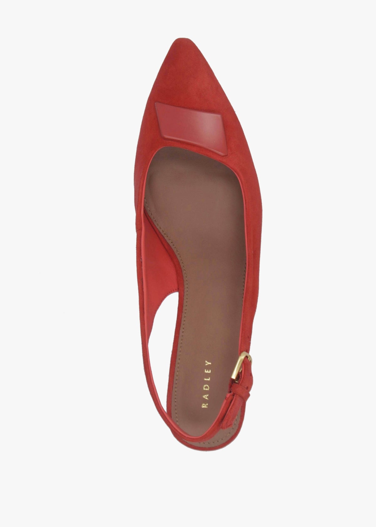 Bliss Crescent Flame Suede Block Heeled Sling Backs