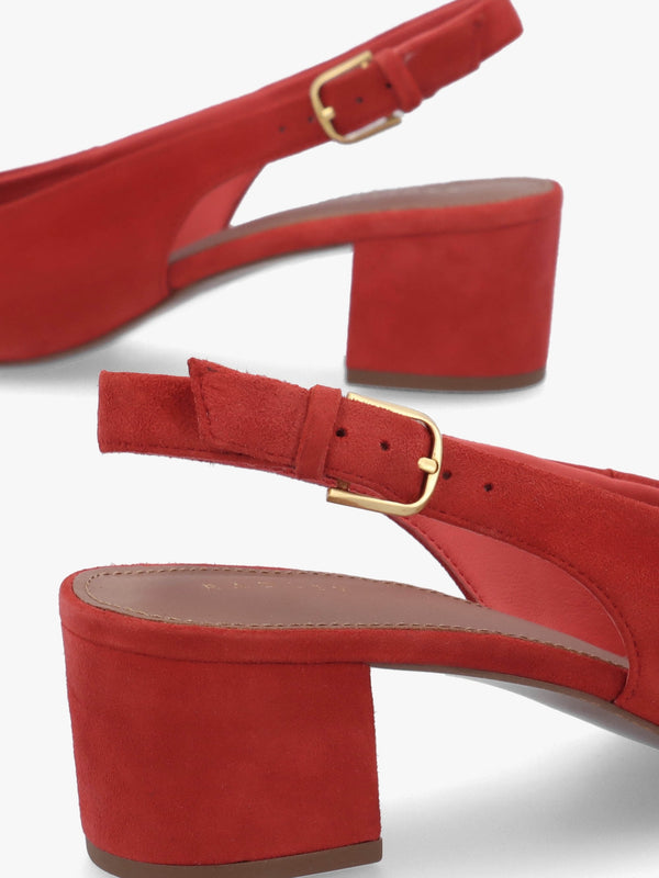Bliss Crescent Flame Suede Block Heeled Sling Backs