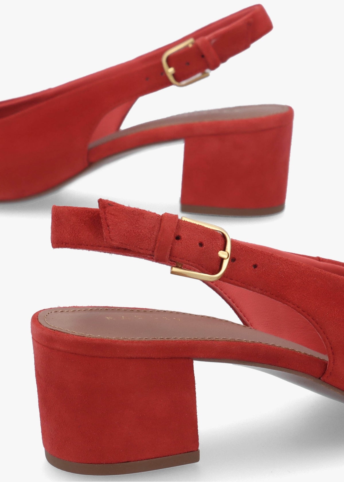 Bliss Crescent Flame Suede Block Heeled Sling Backs
