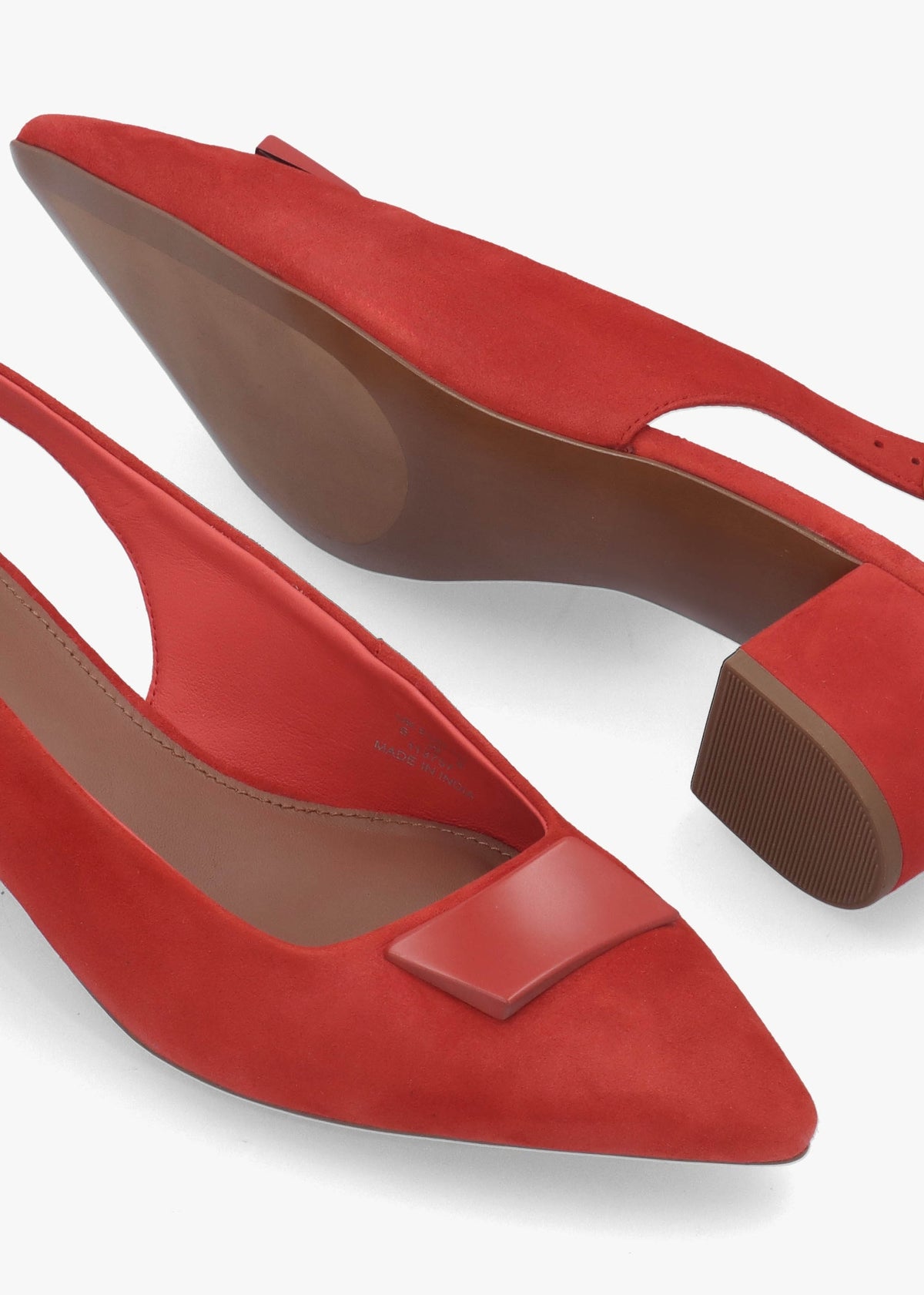 Bliss Crescent Flame Suede Block Heeled Sling Backs