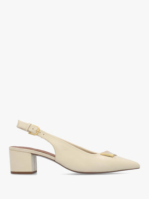 Bliss Crescent Salt Leather Block Heeled Sling Backs