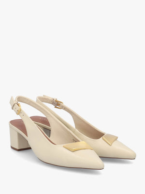 Bliss Crescent Salt Leather Block Heeled Sling Backs