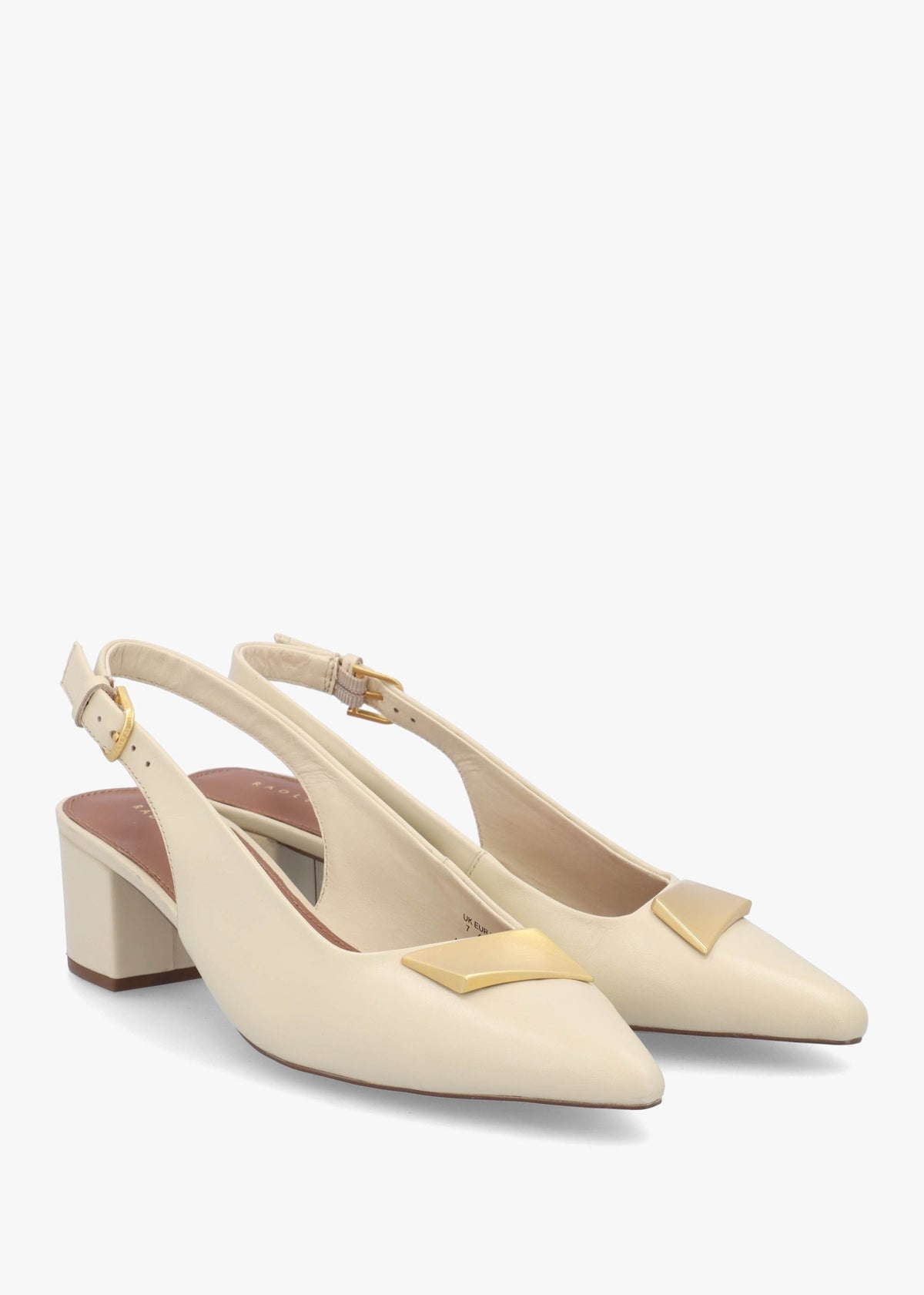 Bliss Crescent Salt Leather Block Heeled Sling Backs