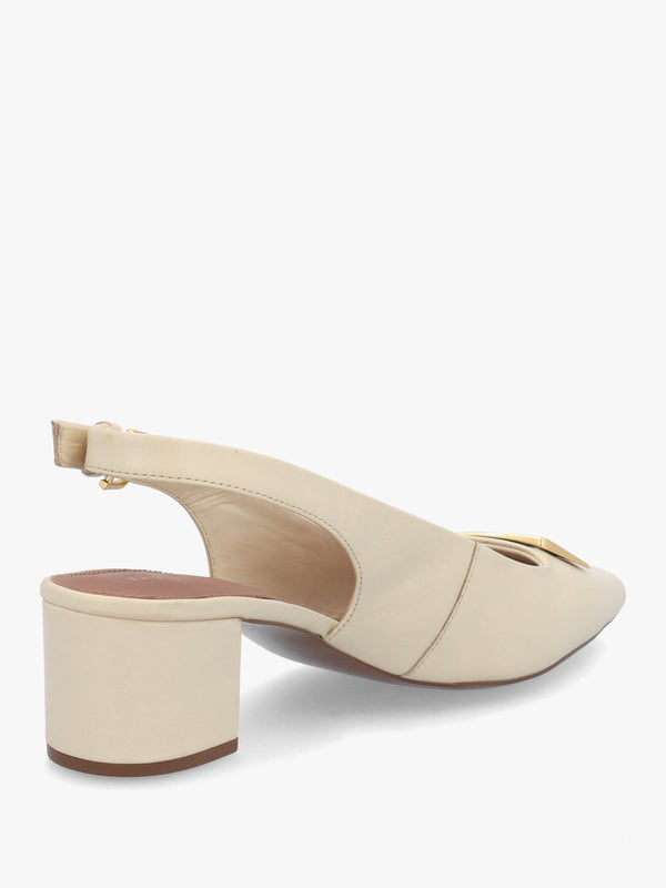 Bliss Crescent Salt Leather Block Heeled Sling Backs