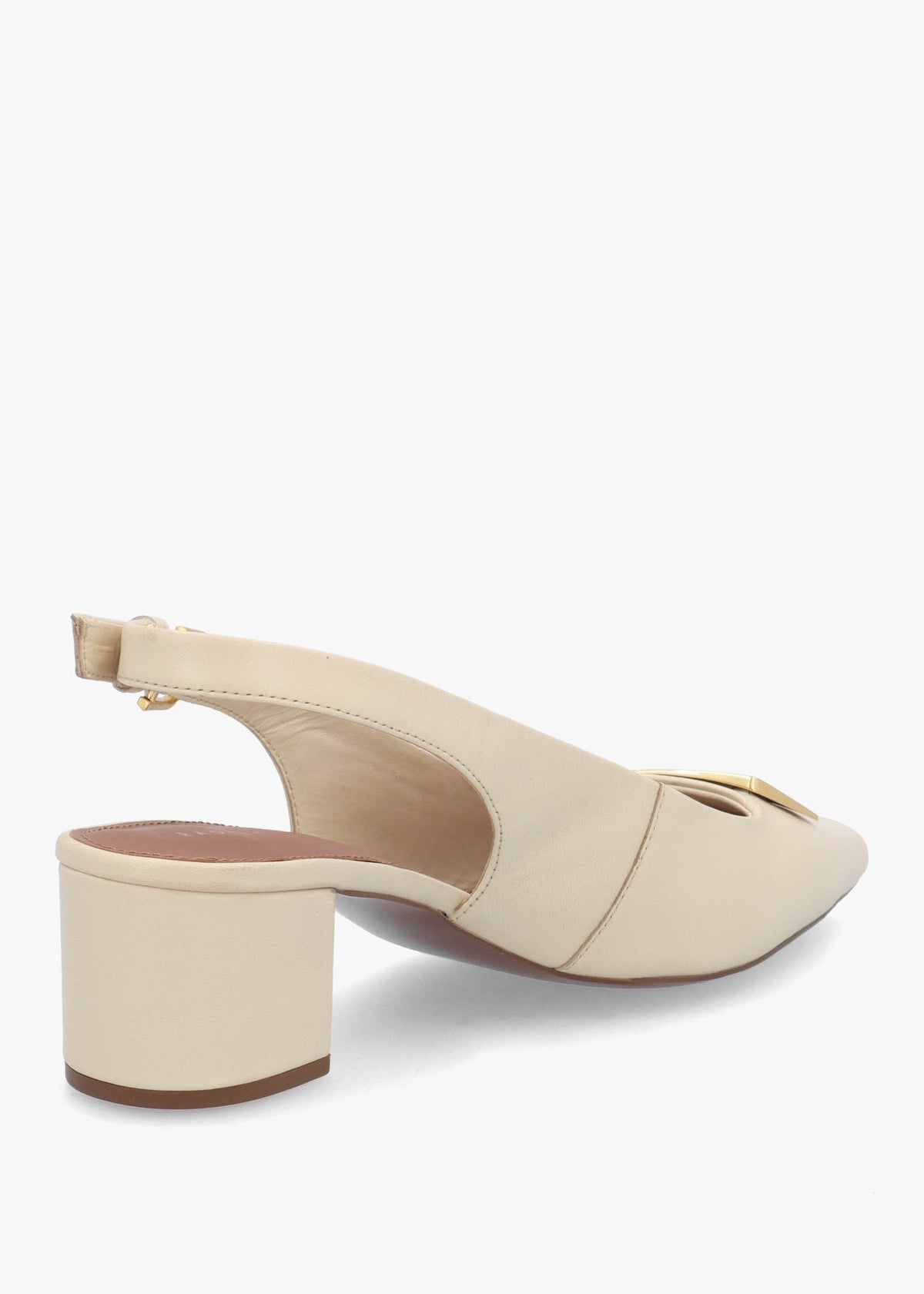Bliss Crescent Salt Leather Block Heeled Sling Backs