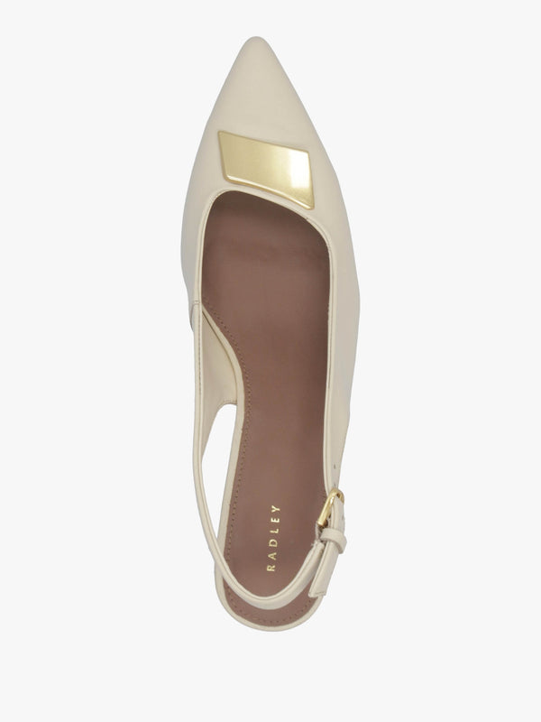 Bliss Crescent Salt Leather Block Heeled Sling Backs
