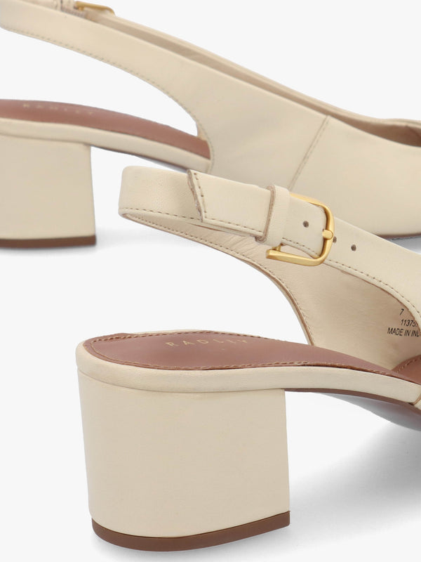 Bliss Crescent Salt Leather Block Heeled Sling Backs