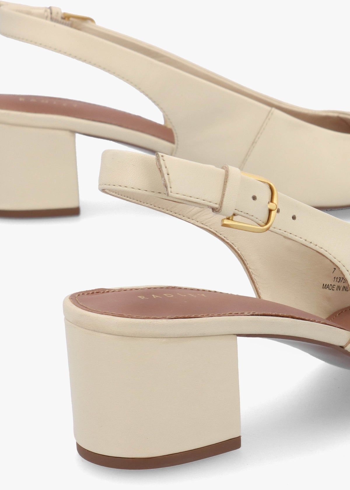 Bliss Crescent Salt Leather Block Heeled Sling Backs