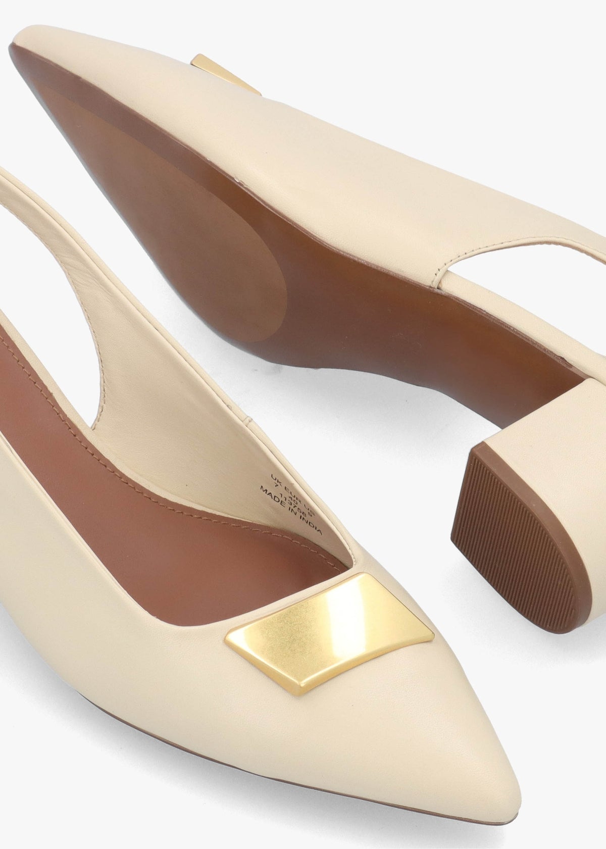 Bliss Crescent Salt Leather Block Heeled Sling Backs
