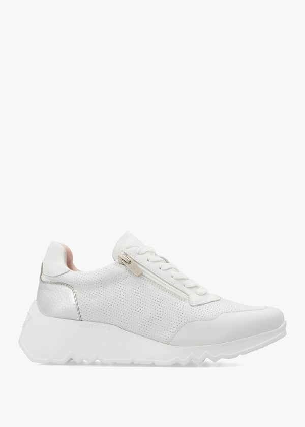 Kyoto 71 Heartfly White Leather Wedge Trainers
