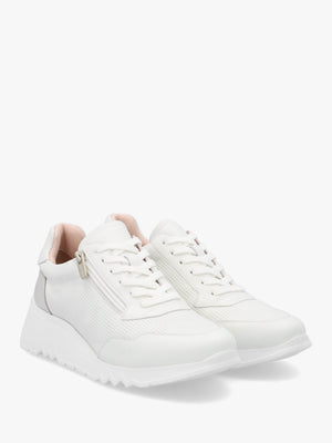 Kyoto 71 Heartfly White Leather Wedge Trainers