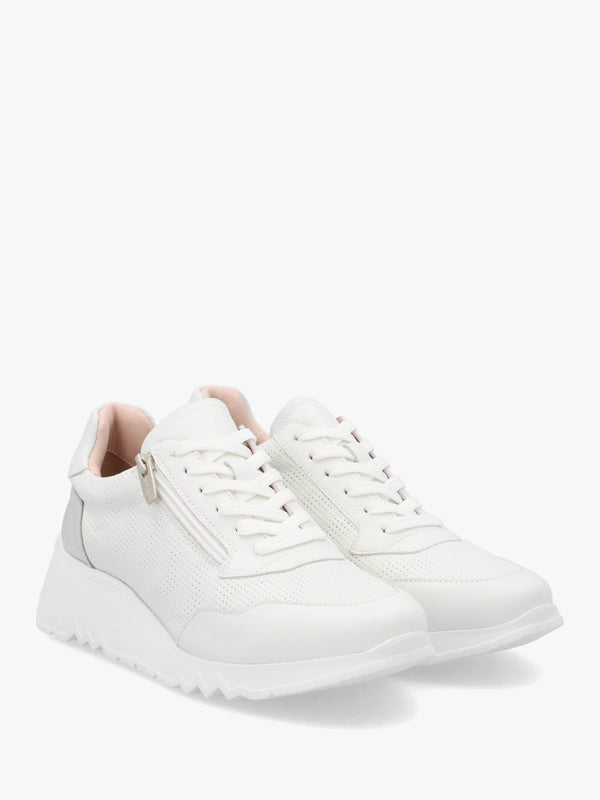 Kyoto 71 Heartfly White Leather Wedge Trainers