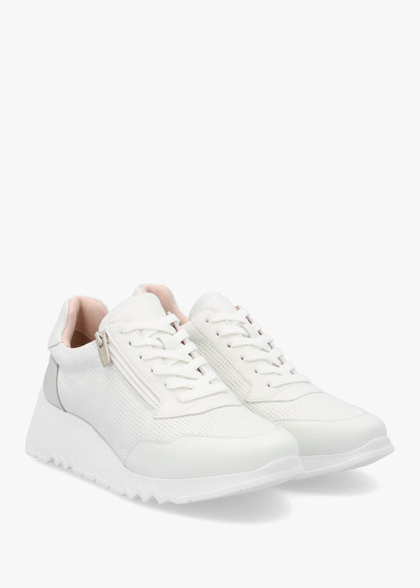 Kyoto 71 Heartfly White Leather Wedge Trainers
