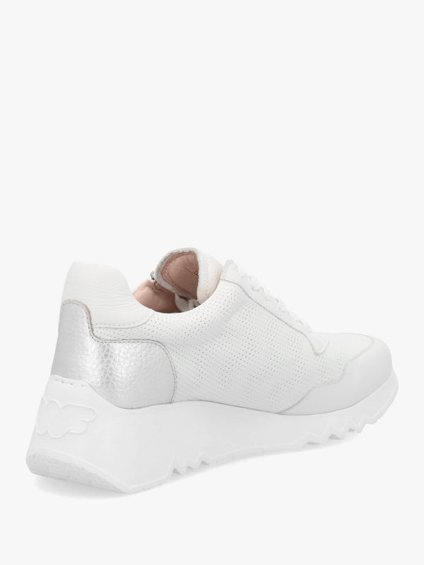 Kyoto 71 Heartfly White Leather Wedge Trainers