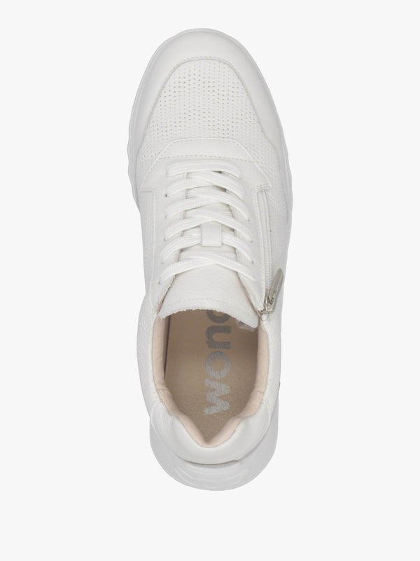 Kyoto 71 Heartfly White Leather Wedge Trainers