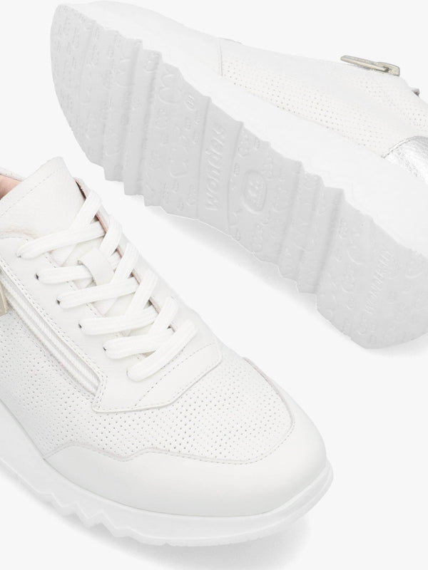 Kyoto 71 Heartfly White Leather Wedge Trainers