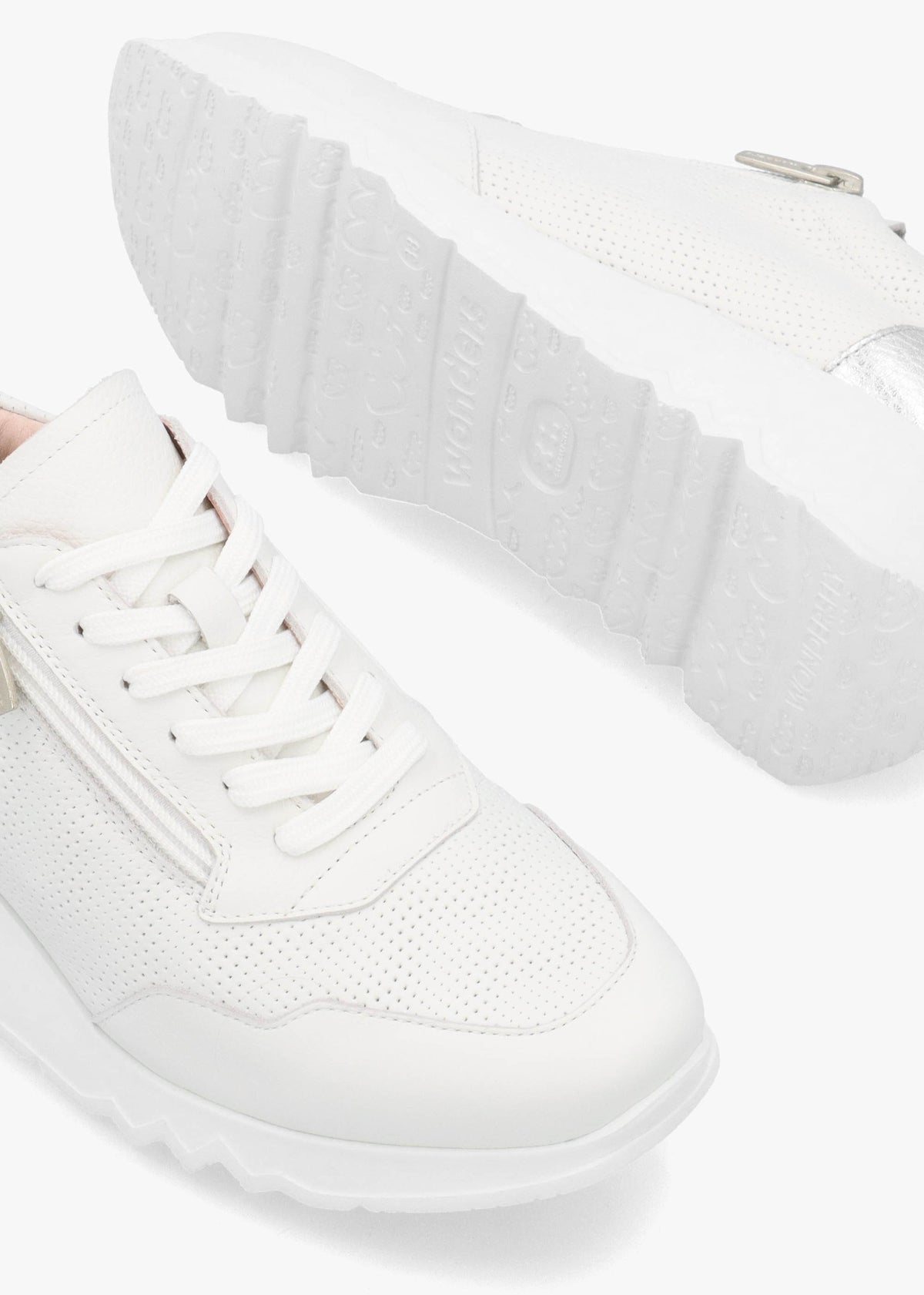 Kyoto 71 Heartfly White Leather Wedge Trainers