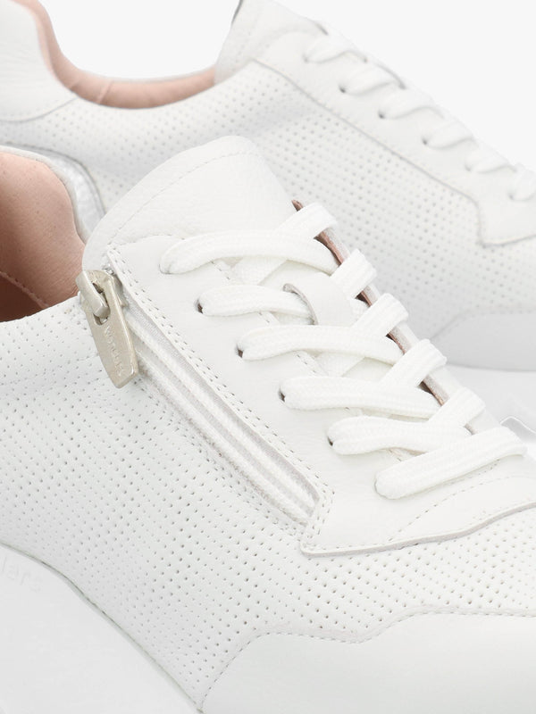 Kyoto 71 Heartfly White Leather Wedge Trainers