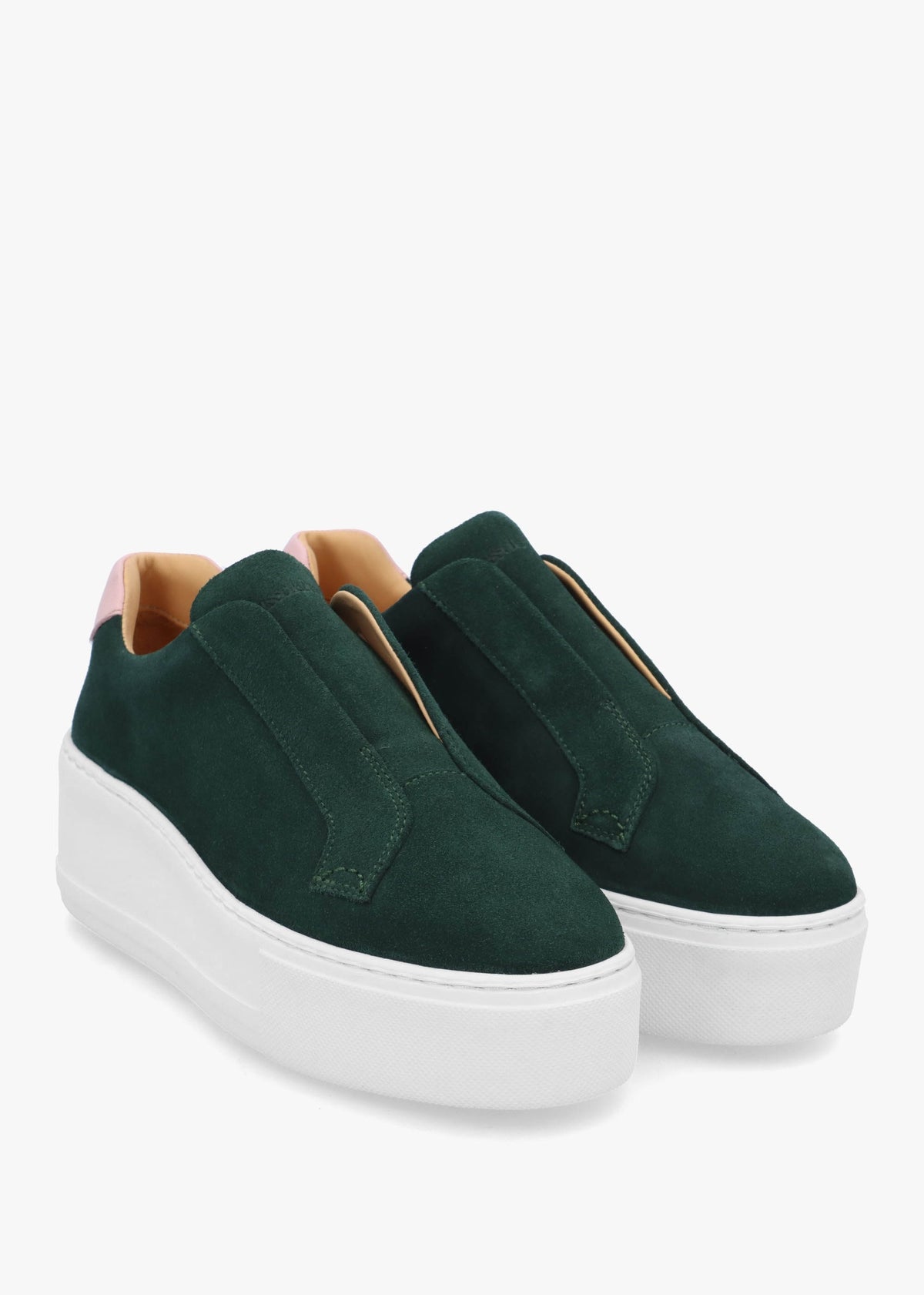 Park Up Laceless Green Suede Flatform Trainers