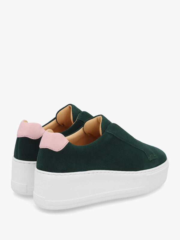Park Up Laceless Green Suede Flatform Trainers