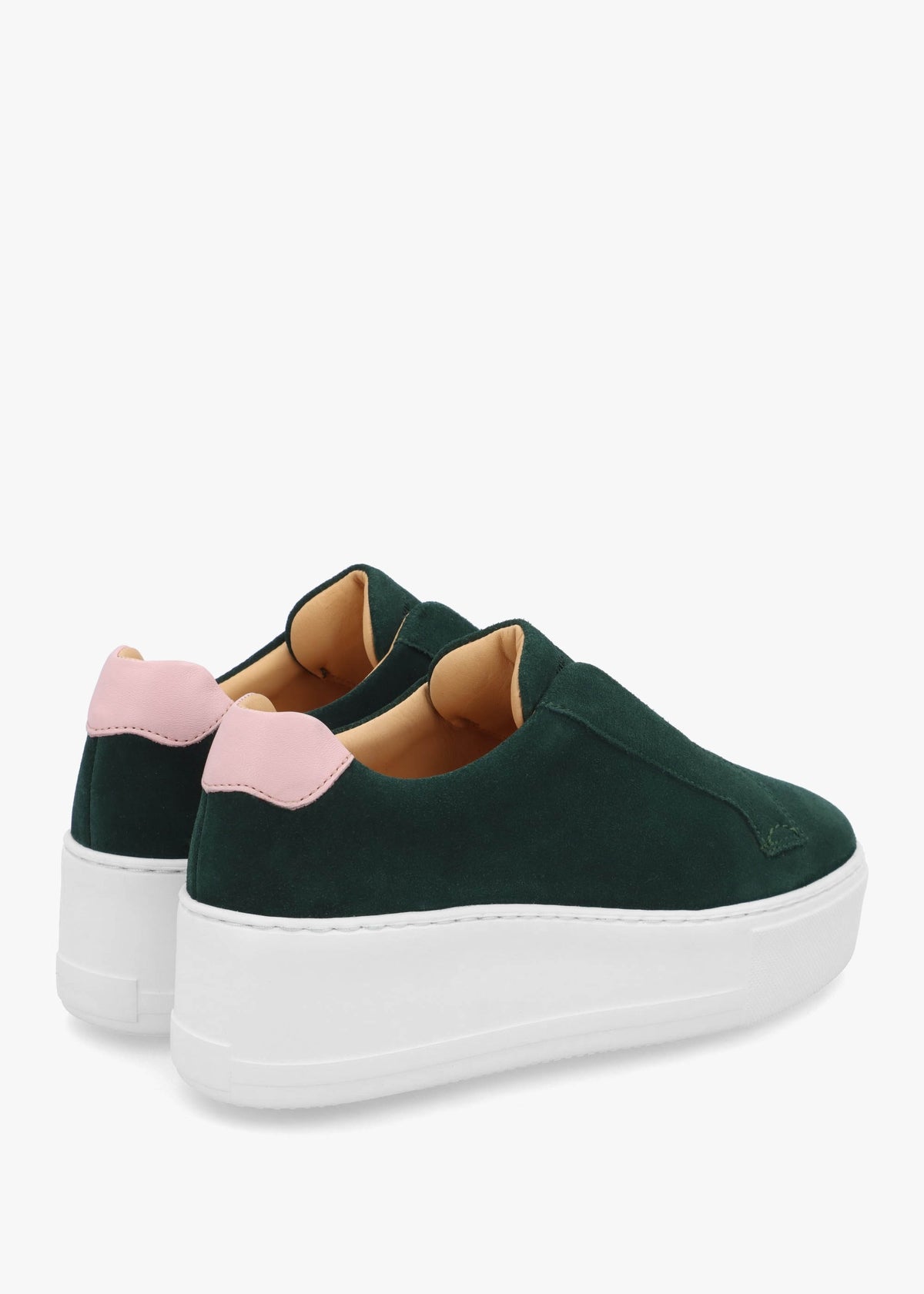 Park Up Laceless Green Suede Flatform Trainers