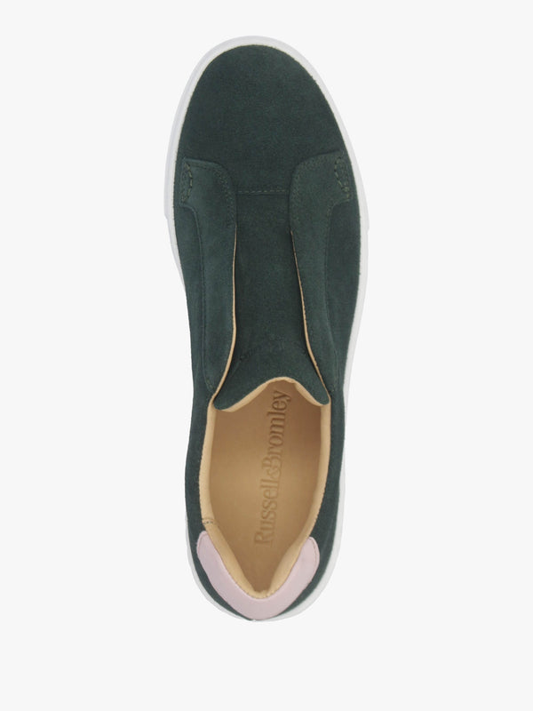 Park Up Laceless Green Suede Flatform Trainers