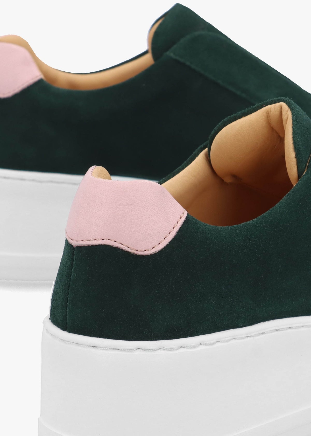 Park Up Laceless Green Suede Flatform Trainers