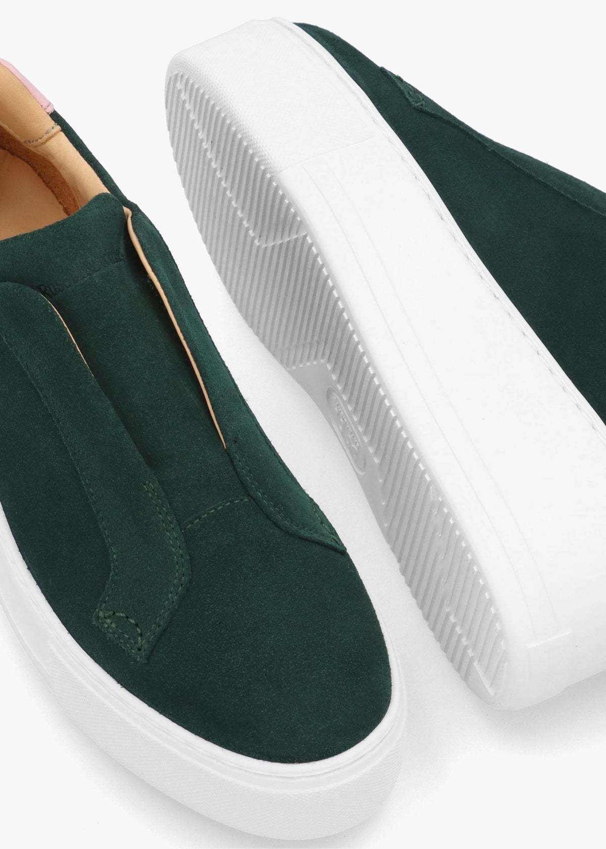 Park Up Laceless Green Suede Flatform Trainers