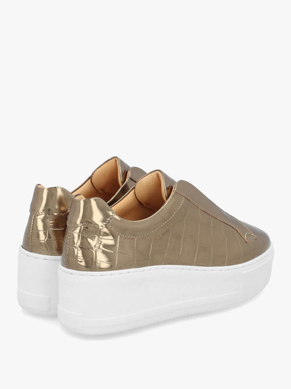 Park Up Laceless Moc Croc Bronze Leather Flatform Trainers