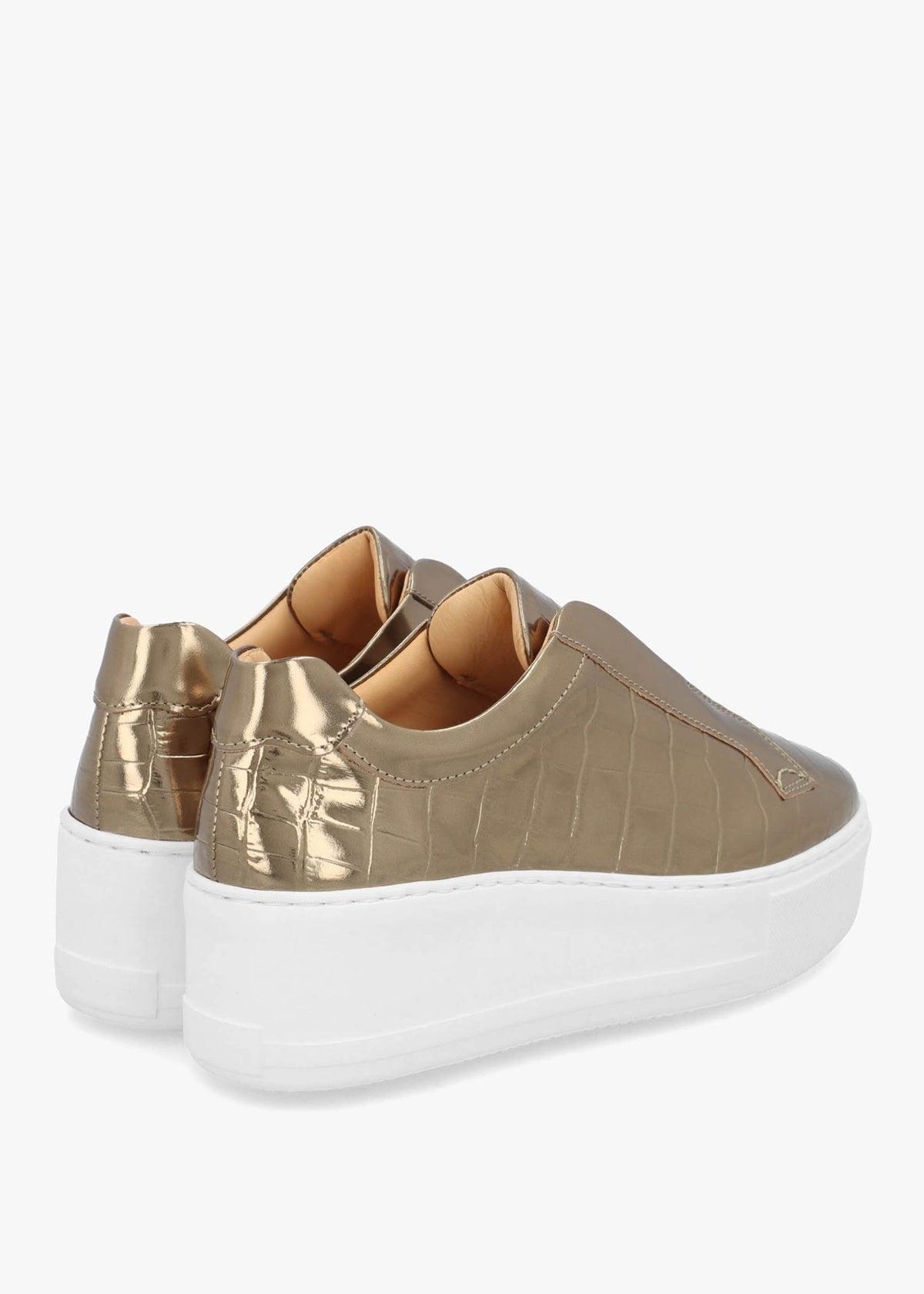 Park Up Laceless Moc Croc Bronze Leather Flatform Trainers