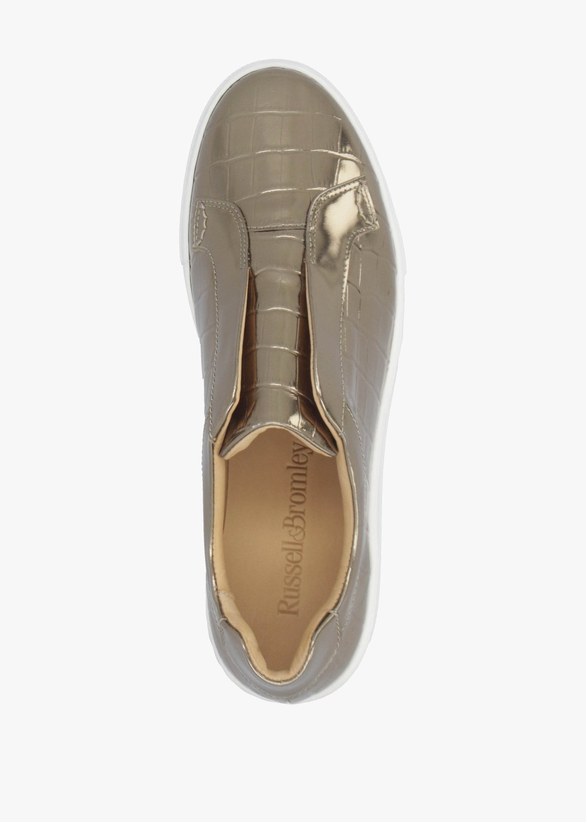 Park Up Laceless Moc Croc Bronze Leather Flatform Trainers