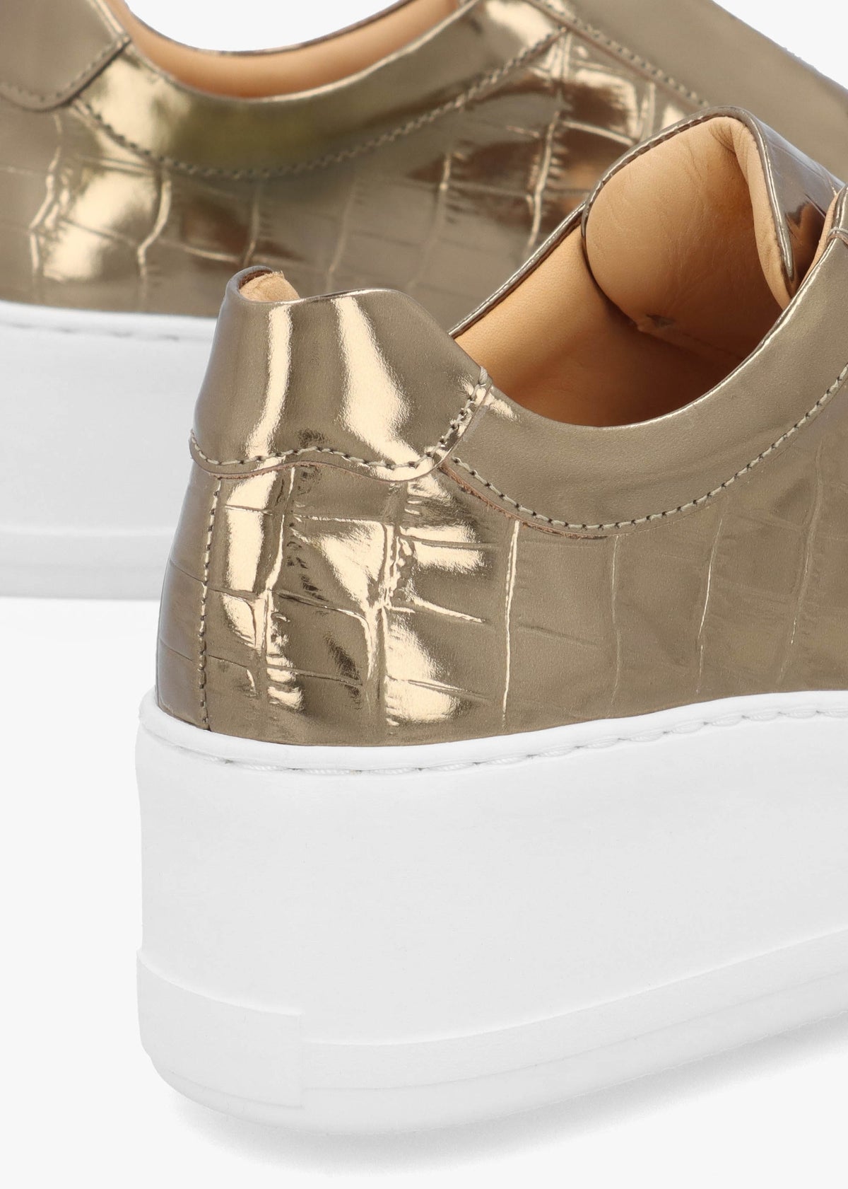 Park Up Laceless Moc Croc Bronze Leather Flatform Trainers