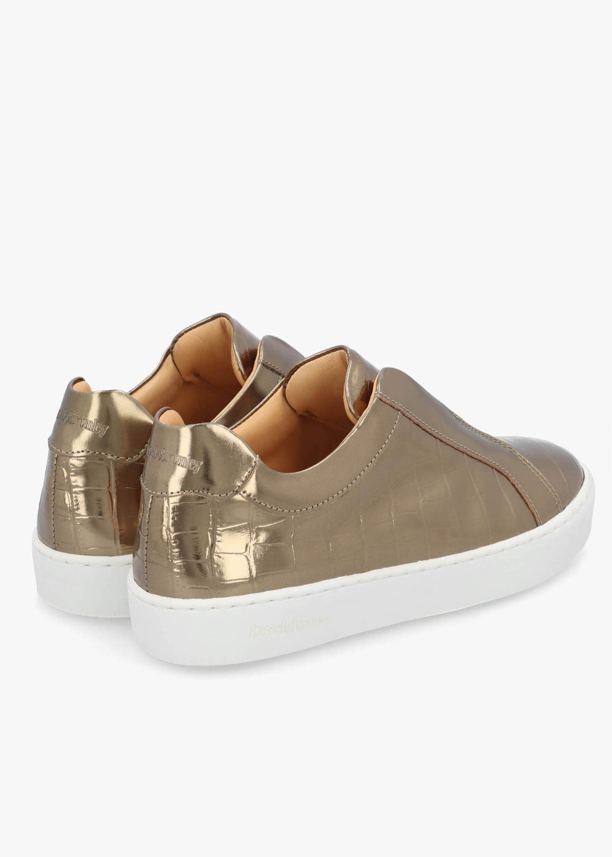 Pear Laceless Moc Croc Bronze Leather Trainers