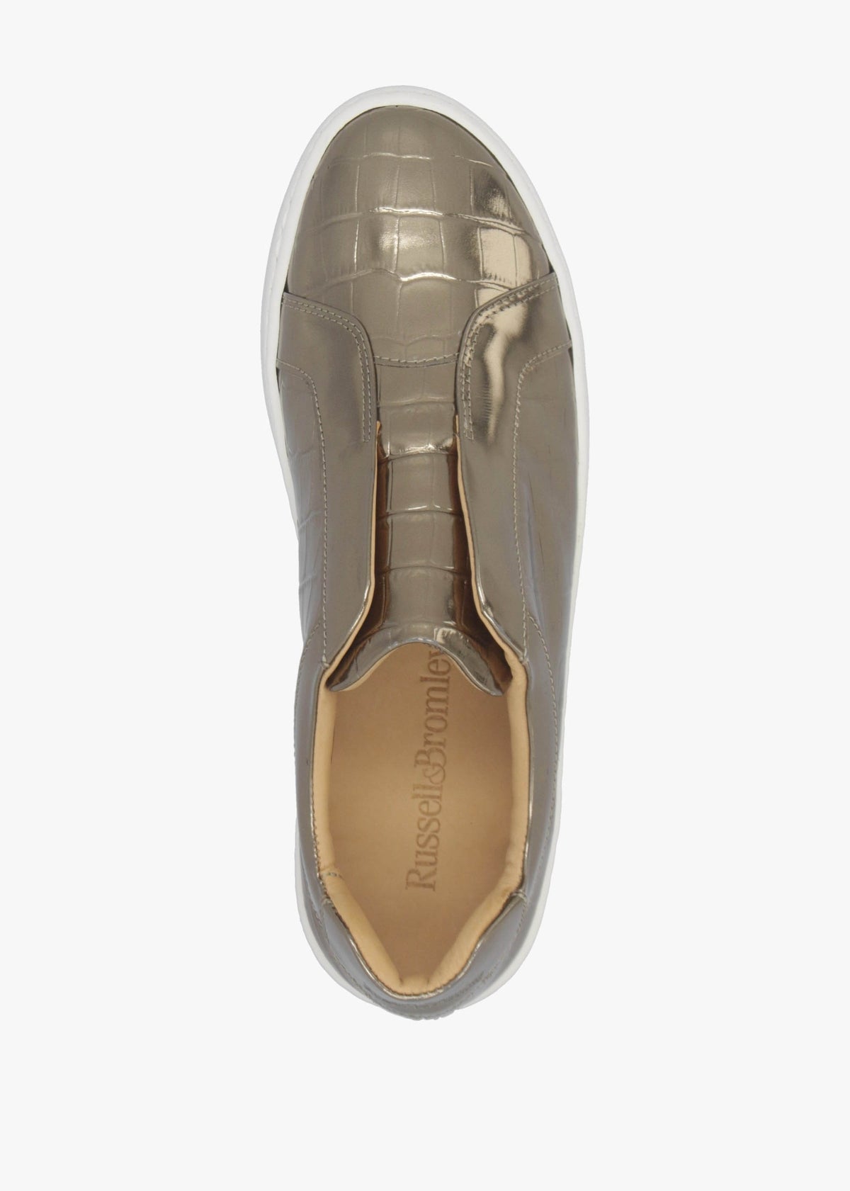 Pear Laceless Moc Croc Bronze Leather Trainers