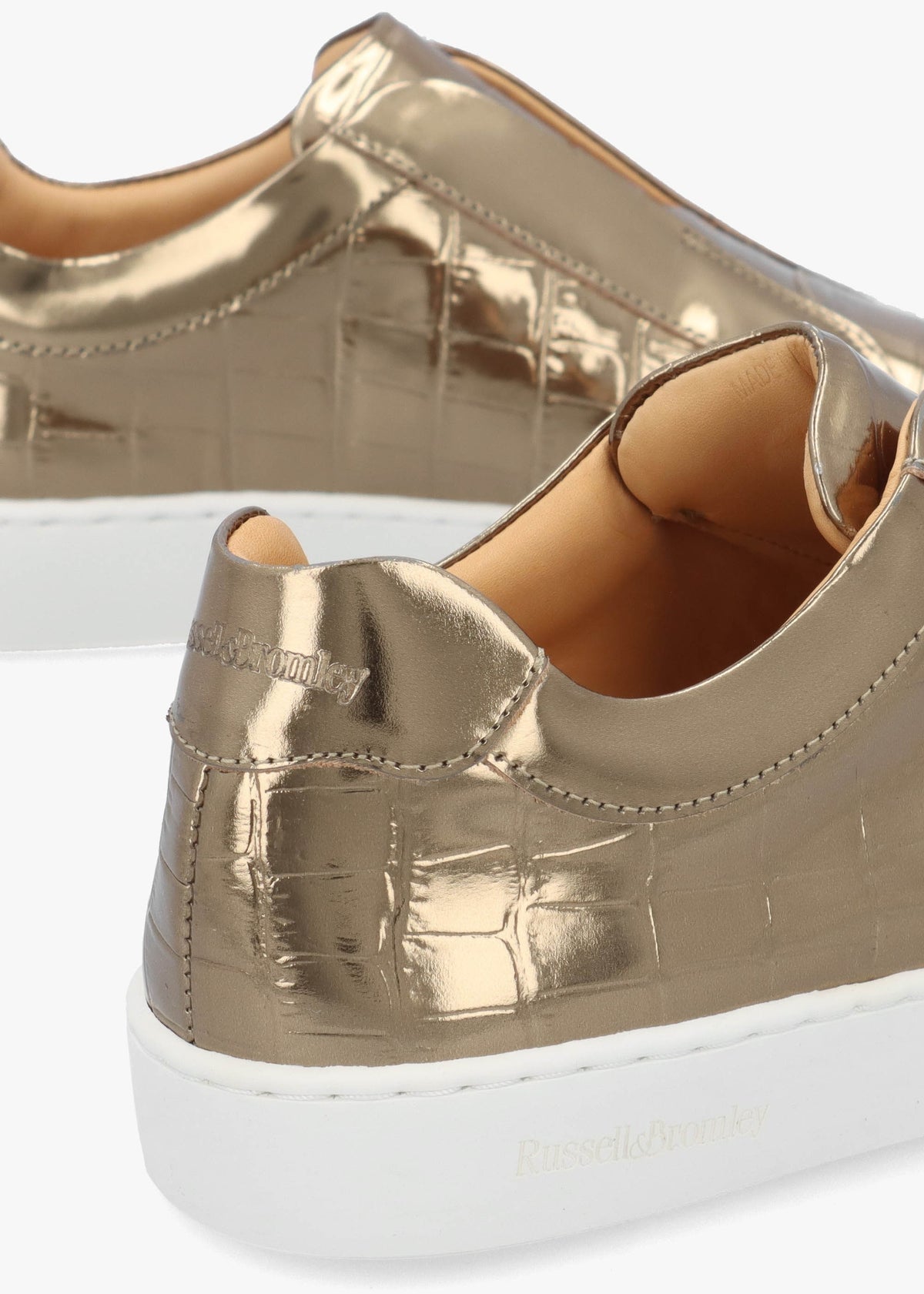Pear Laceless Moc Croc Bronze Leather Trainers