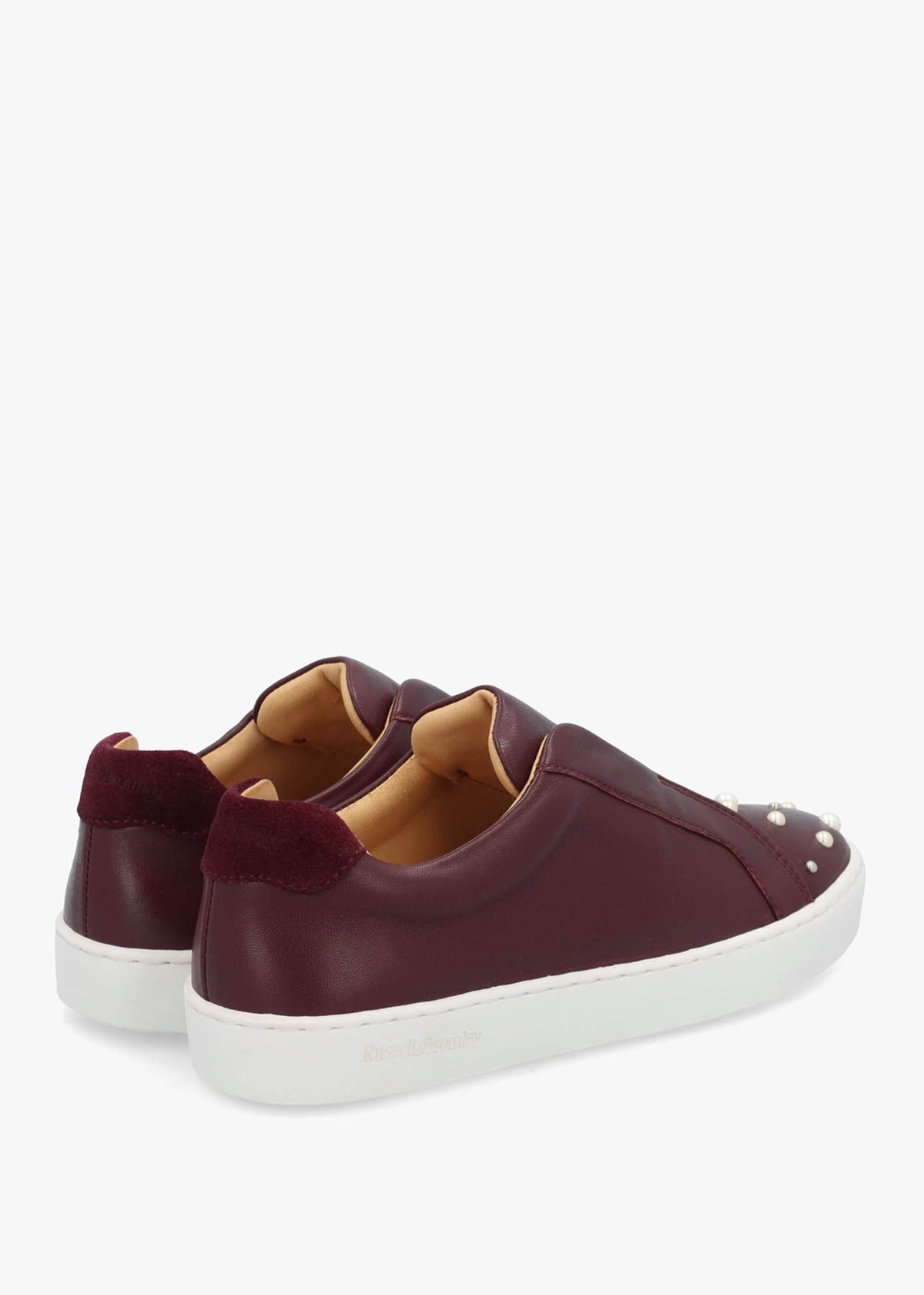 Pear Laceless Embellished Burgundy Leather Trainers